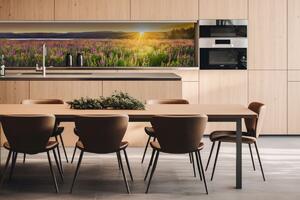 DIMEX | Dibond doska za kuchynskú linku | DBW-26060-145 Západ slnka na lúku | 260 x 60 cm