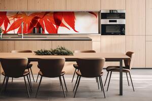 DIMEX | Dibond doska za kuchynskú linku | DBW-26060-008 Červené listy | 260 x 60 cm