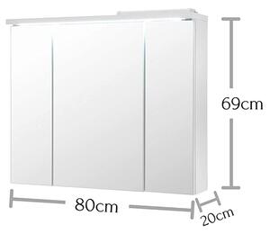 Zrkadlová skrinka POOL biela vysoký lesk, 80 cm