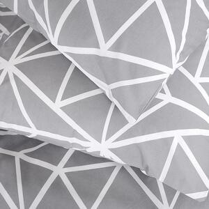 Goldea bavlnené posteľné obliečky deluxe - vzor 1049 biele geometrické tvary na sivom 140 x 220 a 70 x 90 cm