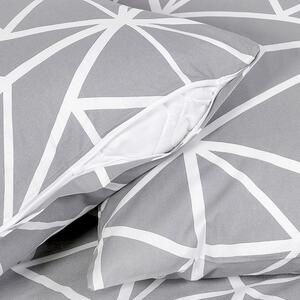 Goldea bavlnené posteľné obliečky deluxe - vzor 1049 biele geometrické tvary na sivom 140 x 220 a 70 x 90 cm