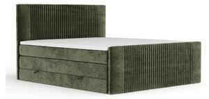 Tmavozelená boxspring posteľ s úložným priestorom 200x200 cm Bergamo – Maison de Rêve