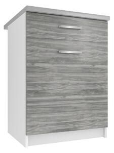Kuchynská skrinka Belini spodná so zásuvkami 60 cm šedý antracit Glamour Wood s pracovnou doskou TOR SDSZ1-60/0/WT/GW1/0/E
