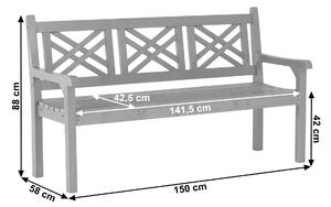 KONDELA Drevená záhradná lavička, sivá, 150 cm, FABLA