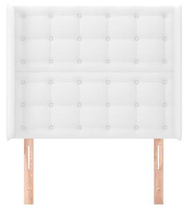 Čelo postele so záhybmi biely 93x16x118/128 cm umelá koža