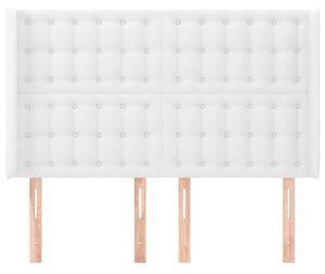 Čelo postele so záhybmi biely 147x16x118/128 cm umelá koža