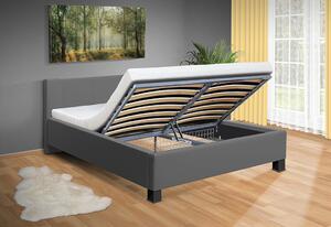 Moderná posteľ Fanny 120x200 cm matrac: bez matrace, farba čalúnenie: eko koža šedá, úložný priestor: s úložným priestorom