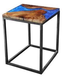 Odkladací stolík RESIN 40x40 cm, modrá/sivá