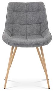 Jedálenská stolička, poťah šedá látka, kovové nohy, 3D dekor dub (a-394 šedá)
