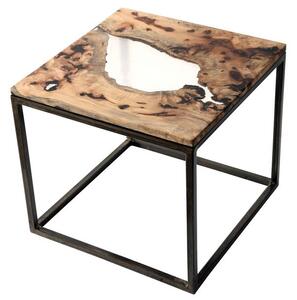Odkladací stolík RESIN 50x50 cm, transparentná/sivá
