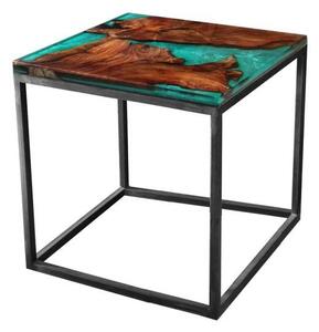 Odkladací stolík RESIN 50x50 cm, zelená/sivá