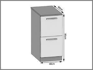 Kuchynská skrinka Belini spodná so zásuvkami 40 cm šedý antracit Glamour Wood s pracovnou doskou TOR SD2-40/0/WT/GW/0/B1