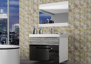 Kúpeľňový nábytok Belini čierny lesk / šedý antracit Glamour Wood + umývadlo + zrkadlo ROD PM 1/0/W/BGW/0/ZW