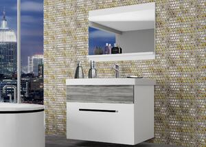Kúpeľňový nábytok Belini biely mat / šedý antracit Glamour Wood + umývadlo + zrkadlo ROD M 1/0/W/WGW/0/ZW