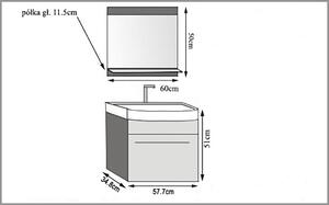 Kúpeľňový nábytok Belini čierny mat / biely mat + umývadlo + zrkadlo ROD M 1/0/W/BW/0/ZW