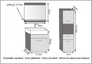 Kúpeľňový nábytok Belini šedý lesk + umývadlo + zrkadlo KOR P 3/1/W/S/0/ZW