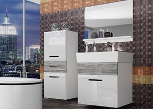 Kúpeľňový nábytok Belini biely lesk / šedý antracit Glamour Wood + umývadlo + zrkadlo KOR PM 2/1/W/WGW/0/ZW