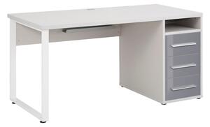 Písací stôl MUDDY sivá/sivé sklo, so zásuvkami