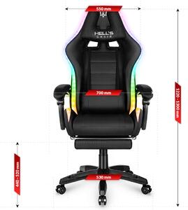 Hells Herná stolička Hell's Chair HC-1039 LED RGB Backlight FABRIC