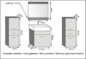 Kúpeľňový nábytok Belini biely mat / šedý matný + umývadlo + zrkadlo KOR M 4/1/W/WSR/0/ZW