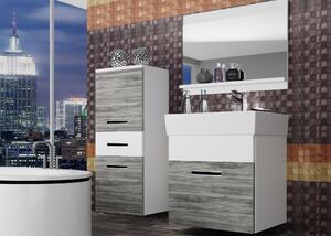 Kúpeľňový nábytok Belini šedý antracit Glamour Wood / biely mat + umývadlo + zrkadlo KOR M 2/1/W/GWW/0/ZW