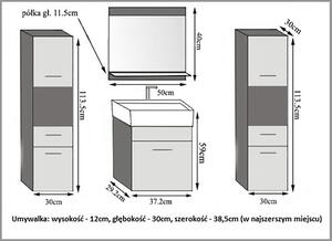 Kúpeľňový nábytok Belini čierny lesk / šedý mat + umývadlo + zrkadlo KOR PM 6/1/W/BSR/0/ZW