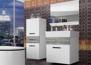 Kúpeľňový nábytok Belini biely mat / šedý antracit Glamour Wood + umývadlo + zrkadlo KOR M 2/1/W/WGW/0/ZW