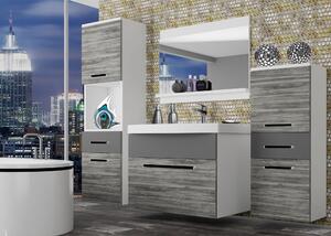 Kúpeľňový nábytok Belini šedý antracit Glamour Wood / šedý mat + umývadlo + zrkadlo ROD M 5/0/W/GWSR/0/ZW