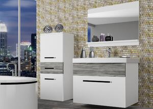 Kúpeľňový nábytok Belini biely mat / šedý antracit Glamour Wood + umývadlo + zrkadlo ROD M 2/0/W/WGW/0/ZW