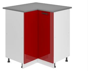 Kuchynská skrinka Belini Premium Full Version spodná rohová 90 cm červený lesk s pracovnou doskou