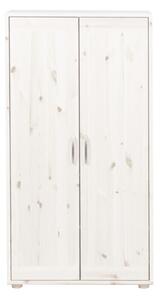 Biela detská šatníková skriňa z borovicového dreva Flexa Classic, výška 133 cm