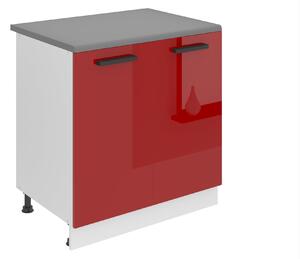 Kuchynská skrinka Belini Premium Full Version spodná 80 cm červený lesk s pracovnou doskou