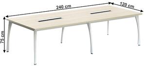KONDELA Rokovací stôl, biela/dub prírodný, DOLEN