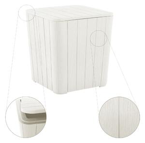 KONDELA Záhradný úložný box/príručný stolík, biela, IBLIS
