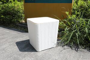 KONDELA Záhradný úložný box/príručný stolík, biela, IBLIS