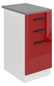 Kuchynská skrinka Belini Premium Full Version spodná so zásuvkami 40 cm červený lesk s pracovnou doskou