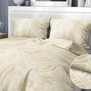 Goldea krepové posteľné obliečky - vzor 808 tropické listy na zlatom 200 x 200 a 2ks 70 x 90 cm