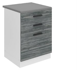 Kuchynská skrinka Belini Premium Full Version spodná so zásuvkami 60 cm šedý antracit Glamour Wood s pracovnou doskou