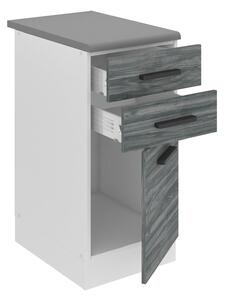 Kuchynská skrinka Belini Premium Full Version spodná so zásuvkami 40 cm šedý antracit Glamour Wood s pracovnou doskou