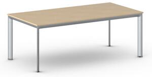 Kancelársky stôl PRIMO INVITATION, sivostrieborná podnož 2000 x 1000 mm, biela