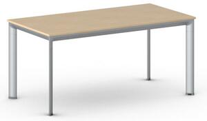 Kancelársky stôl PRIMO INVITATION, sivostrieborná podnož 1600 x 800 mm, biela