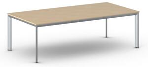 Kancelársky stôl PRIMO INVITATION, sivostrieborná podnož 2400 x 1200 mm, biela