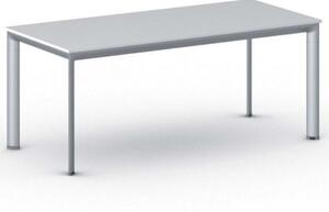 Kancelársky stôl PRIMO INVITATION, sivostrieborná podnož 1800 x 800 mm, biela
