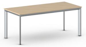 Kancelársky stôl PRIMO INVITATION, sivostrieborná podnož 1800 x 800 mm, biela