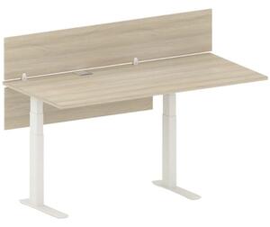 Výškovo nastaviteľný pracovný stôl FUTURE, 1700 x 800 x 675-1325 mm, s paravánom, biela/grafitová