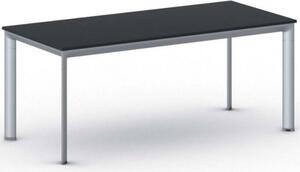 Kancelársky stôl PRIMO INVITATION, sivostrieborná podnož 1800 x 800 mm, grafitová