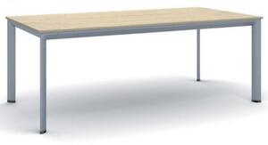 Kancelársky stôl PRIMO INVITATION, sivostrieborná podnož 2000 x 1000 mm, dub prírodný