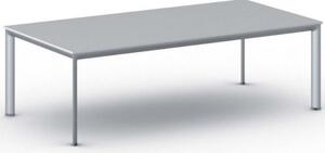 Kancelársky stôl PRIMO INVITATION, sivostrieborná podnož 2400 x 1200 mm, sivá