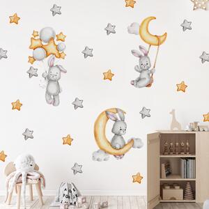 Samolepka na stenu "Zajačiky s hviezdičkami" 90x90cm