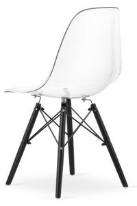Jedálenská stolička BASIC priehľadná s čiernymi nohami